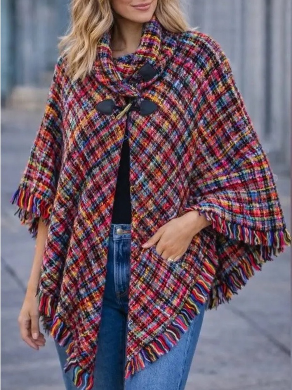 Marc New York Woven Fringe Poncho